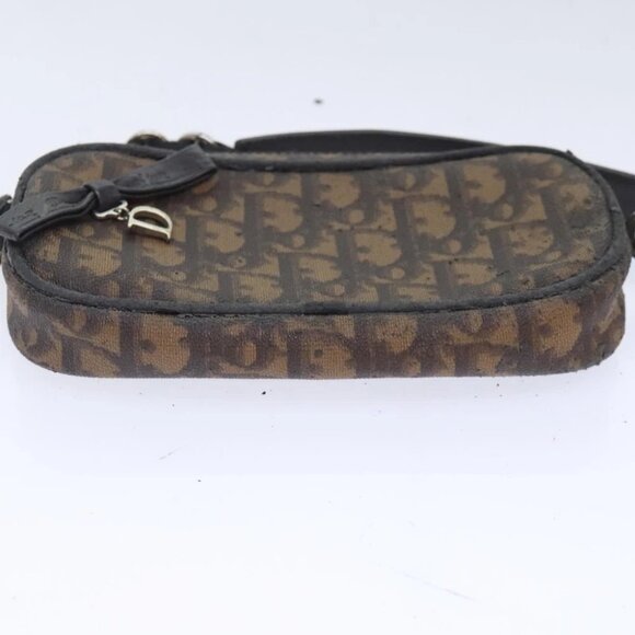 Christian Dior Trotter Canvas Trotter Romantic Pouch PVC Brown Silver Auth 93042 - Picture 5 of 15